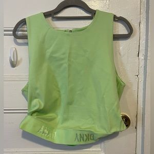 DKNY mint crop top w/ zipper back and elastic waist size large